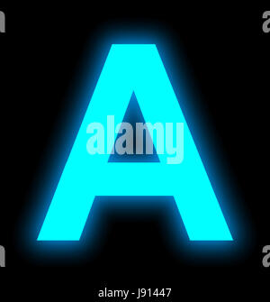 letter A neon light full isolated on black background Stock Photo