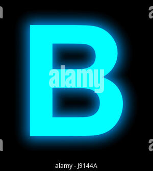 letter B neon light full isolated on black background Stock Photo