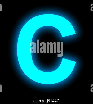 letter C neon light full isolated on black background Stock Photo