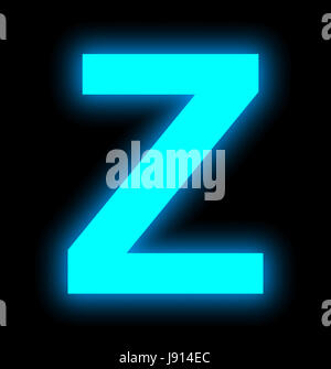 letter Z neon light full isolated on black background Stock Photo