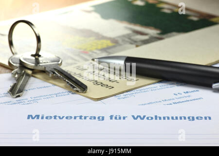 German lease contract with rent index on desktop Stock Photo