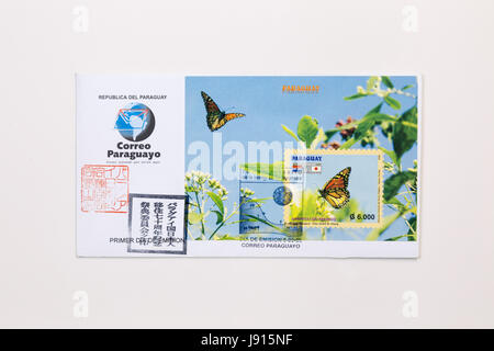 70th anniversary of Japanese immigration to Paraguay, butterflies of Paraguay commemorative stamps, issued in Asuncion on 8th Sep, 2006 Stock Photo