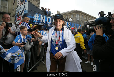 Huddersfield Town's Michael Hefele during the promotion parade in Huddersfield. PRESS ASSOCIATION Photo. Picture date: Tuesday May 30, 2017. See PA story SOCCER Huddersfield. Photo credit should read: Richard Sellers/PA Wire Stock Photo