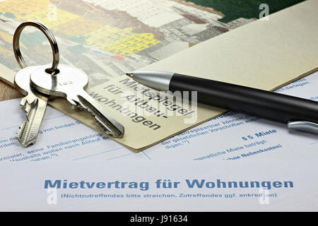 German lease contract with rent index on desktop Stock Photo