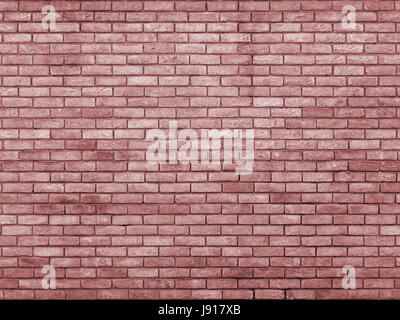 pale red toned brick wall with repeating pattern Stock Photo