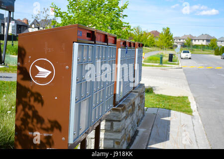 Montreal, Canada - May 27, 2017: Canada post postal boxes Stock Photo