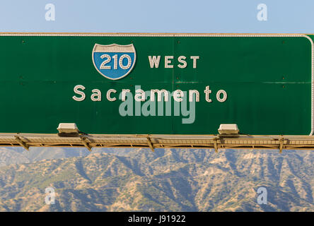 Los Angeles, California: Interstate 210 Foothill Freeway Entrance sign ...