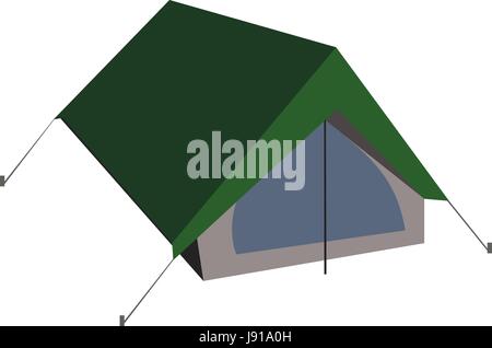 Camping tourist outdoor tent isolated on white background. Vector ...