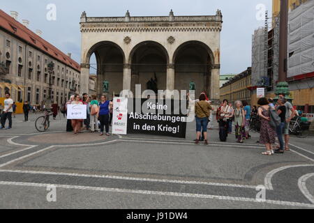 Munich, Germany. 30th May, 2017. Activists gathered in Munich to hold a small protest against deportation especially into Afghanistan. Credit: Alexander Pohl/Pacific Press/Alamy Live News Stock Photo