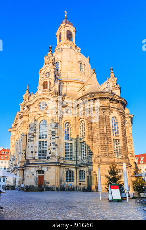 Dresden, Germany. Frauenkirche Cathedral in the morning. Stock Photo
