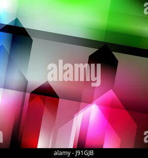 Abstract geometric gems and crystals glowing background with sparks and shining lines. Stock Vector