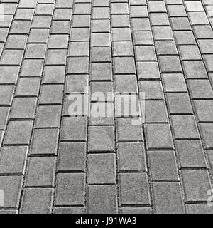 Grey Cobblestone Pavement Texture Background, Large Detailed Vertical Gray Stone Block Paving Perspective, Rough Textured Cobble Pattern Closeup Stock Photo