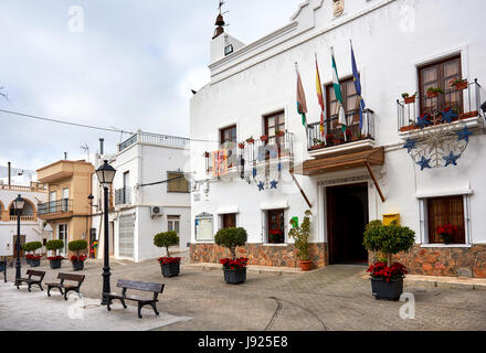Empty central square of Felix village at Christmas eve. Almeria province, Andalusia. Spain Stock Photo