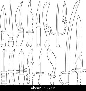 Steel arms icons set, outline style Stock Vector