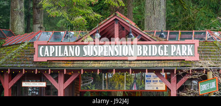 Famous Capilano Suspension Bridge Park in North Vancouver -  CANADA Stock Photo