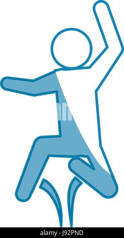 blue line pictogram man jumping up concept Stock Vector Image & Art - Alamy