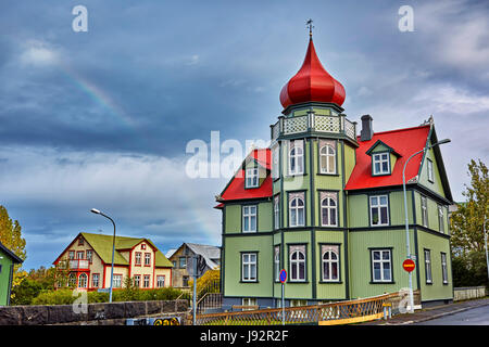 Residential house, house with onion dome, Reykjavík, Iceland Stock Photo