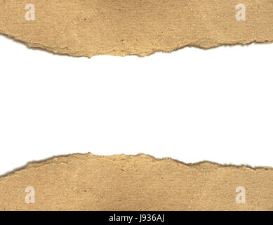Ripped brown paper with space for text on white background Stock Photo