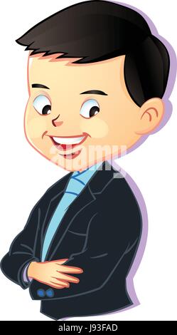 Illustration of Young boy in business style. Character Realistic design. Cartoon Vector. Stock Vector