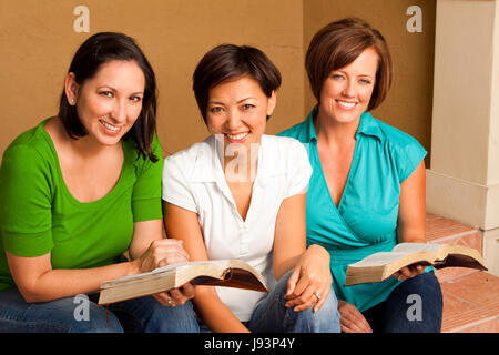 Women's small group Bible Study. Multicultural small group. Stock Photo