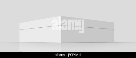 tilt white flat 3d rendering blank open box, isolated gray background ...