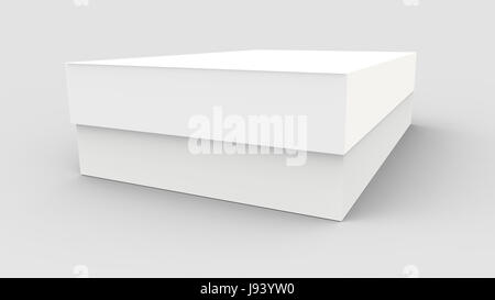 white flat 3d rendering tilt blank box, isolated gray background Stock ...