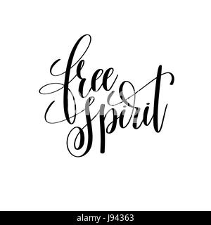 free spirit black and white hand lettering inscription Stock Vector