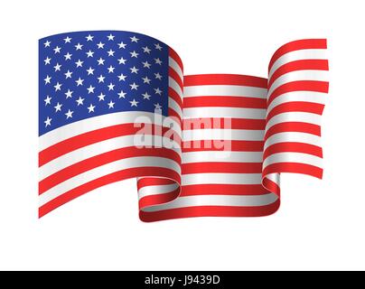 developing in the wind the american flag  Stock Vector