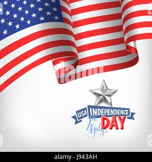 4th july USA independence day banner with american flag Stock Vector