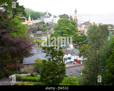 Portmeirion Italian styled village designed and built by Sir Clough Williams-Elis between 1925-1975,Gwynedd,North Wales, UK. Stock Photo