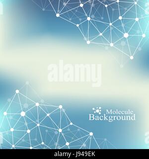 Molecule and communication background of neurons and nervous system. Graphic background molecules atom dna. Geometric abstract with connected line and dots. Big data composition. Vector illustration. Stock Vector