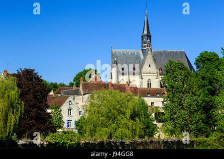 Indre et Loire, Montresor, labelled Les Plus Beaux Villages de France (The Most beautiful Villages of France), the village and the church Stock Photo