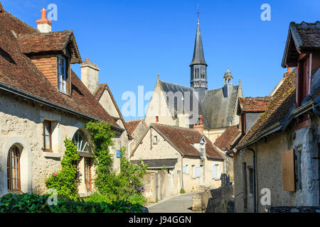 Indre et Loire, Montresor, labelled Les Plus Beaux Villages de France (Most beautiful Villages of France), the village and  Saint-Jean-Baptist church Stock Photo