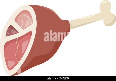 Cartoon Illustration of Ham or Haunch Meat Food Object Stock Vector