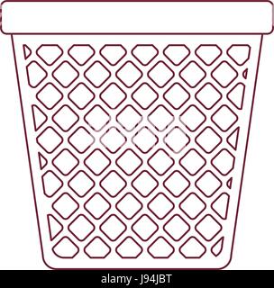 dark red line contour of office trash can Stock Vector