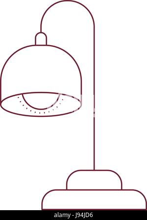 dark red line contour of desk lamp Stock Vector