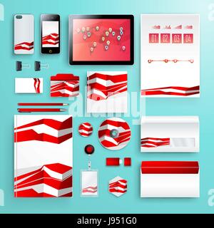 Corporate identity template with color elements. Vector company business style for brandbook, report and guideline. Stock Vector