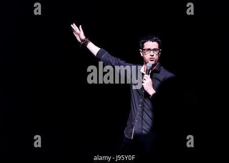 Omagh, Northern Ireland. 03/06/2017 - Northern Ireland comedian Terry McHugh plays the Sproule Arts Centre Stock Photo