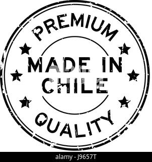 Grunge black premium quality made in chile round rubber stamp on white background Stock Vector