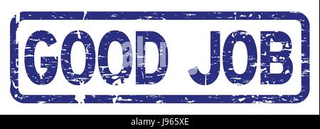 Grunge blue good job square rubber seal stamp Stock Vector