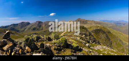 Scafell and Scaffell Pike from Crinkle Crags summit in the Englsih Lake District Stock Photo