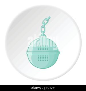Round tea strainer icon, cartoon style Stock Vector