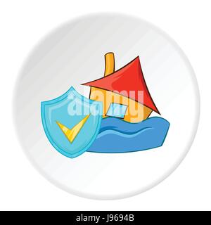 Safety in a flood icon, cartoon style Stock Vector