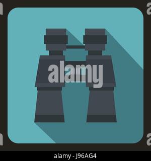 Binoculars icon, flat style Stock Vector