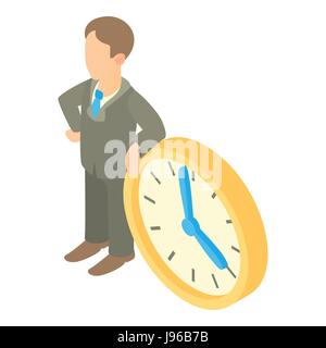 Businessman and clock showing 4 clock icon Stock Vector