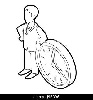 Businessman and clock showing 4 clock icon Stock Vector