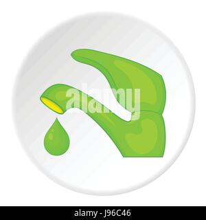 Eco water from faucet icon, cartoon style Stock Vector