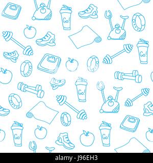 Hand drawn fitness equipment doodles Stock Vector
