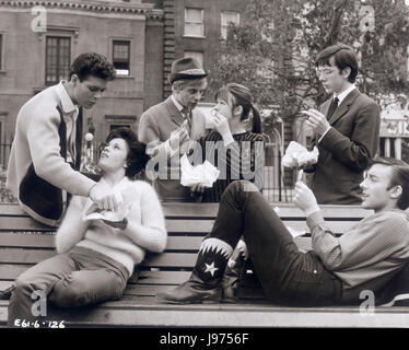 THE YOUNG ONES UK 1961 Sidney J. Furie The Young Ones: Nicky (CLIFF RICHARD), Toni (CAROLE GRAY), Chris (TEDDY GREEN), Barbara (ANNETTE ROBERTSON), Ernest (RICHARD O'SULLIVAN), Jimmy (MELVYN HAYES) Regie: Sidney J. Furie Stock Photo