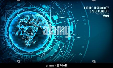 Futuristic Technology Connection Structure. Vector Abstract Background. Cyberspace. Electronic Data Connect. Global System Communication Stock Vector